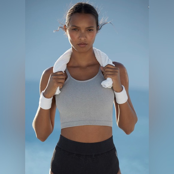 Free People Tops - Free People Happiness Runs Crop Tank in Heather Grey